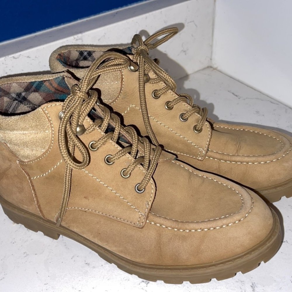 Sporto Leather Boots. Plaid Lining. Size 6.5. Made In Brazil